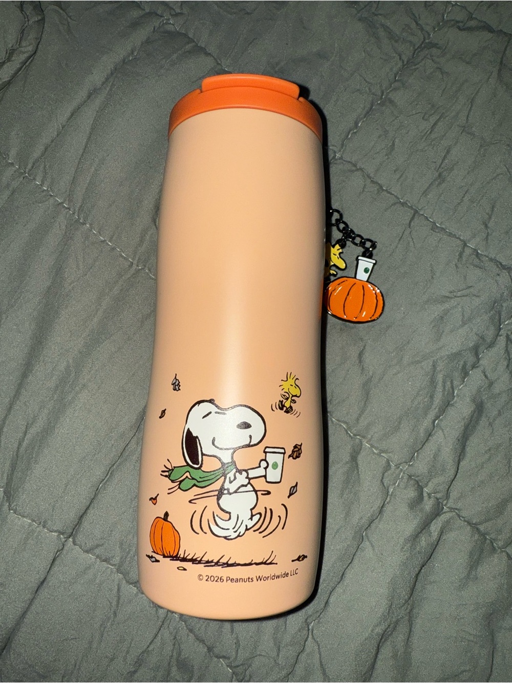 Starbucks Peach and Orange Snoopy Fall Travel Tumbler